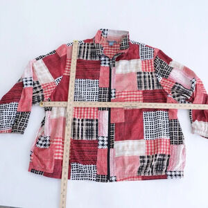 Vintage 90's Koret Sport Red & Black Patchwork Zip Windbreaker Bomber Jacket 26W